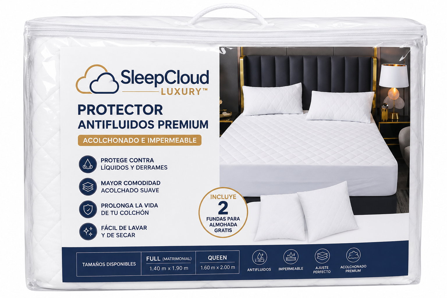 SleepCloud Luxury™ ☁️🛏️ Protector Antifluidos Premium